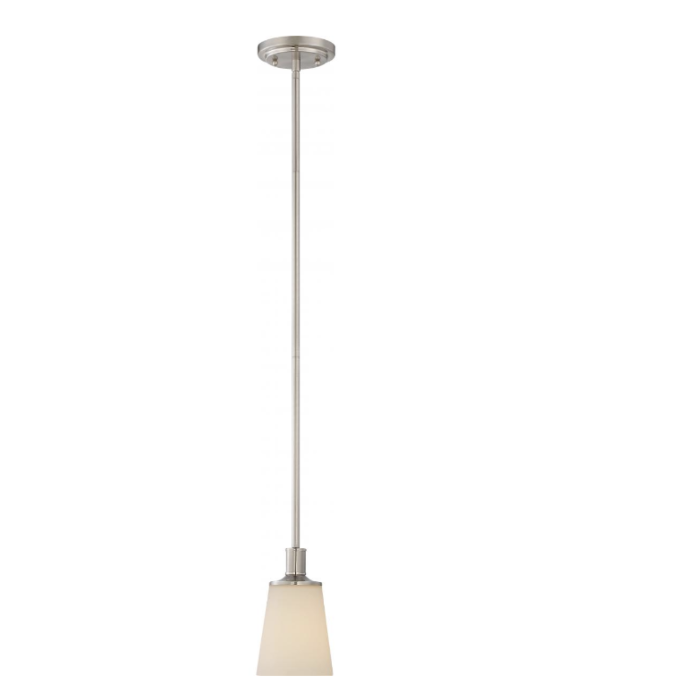 Nuvo 60-5828 Laguna - 1 Light Mini Pendant with Whte Glass - Brushed Nickel Finish 