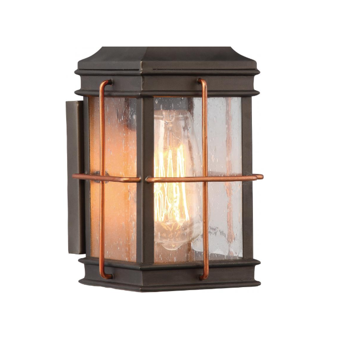 Nuvo 60-5831 Howell - 1 Light Small Wall Lantern with Clear Seeded Glass - Bronze Finish Wall Lantern with Copper accents