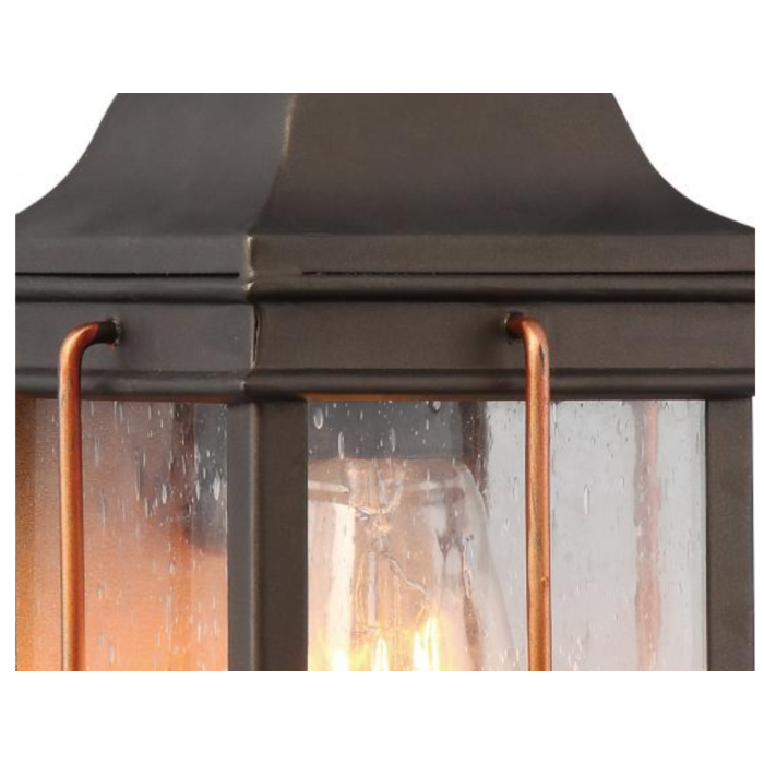 Nuvo 60-5831 Howell - 1 Light Small Wall Lantern with Clear Seeded Glass - Bronze Finish Wall Lantern with Copper accents