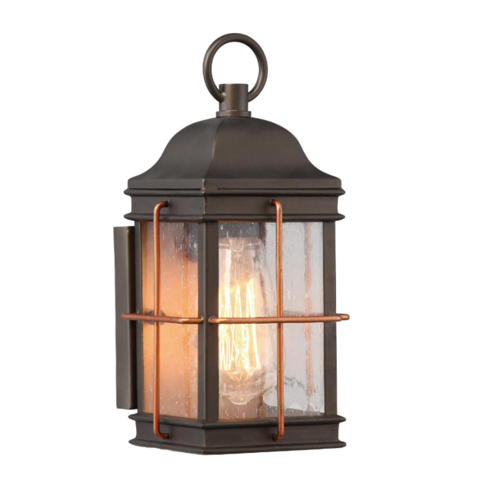 Nuvo 60-5831 Howell - 1 Light Small Wall Lantern with Clear Seeded Glass - Bronze Finish Wall Lantern with Copper accents