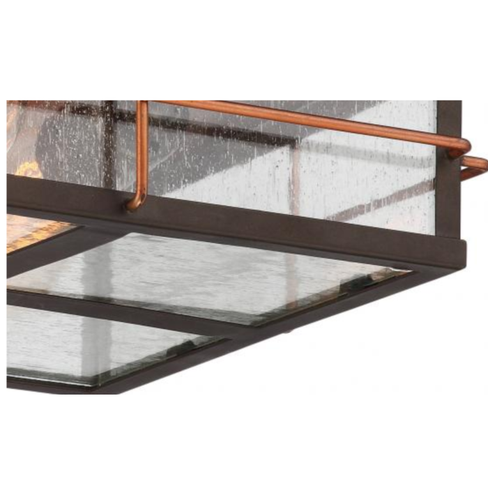 Nuvo 60-5834 Howell - 2 Light Flush with Clear Seeded Glass - Bronze Finish with Copper accents