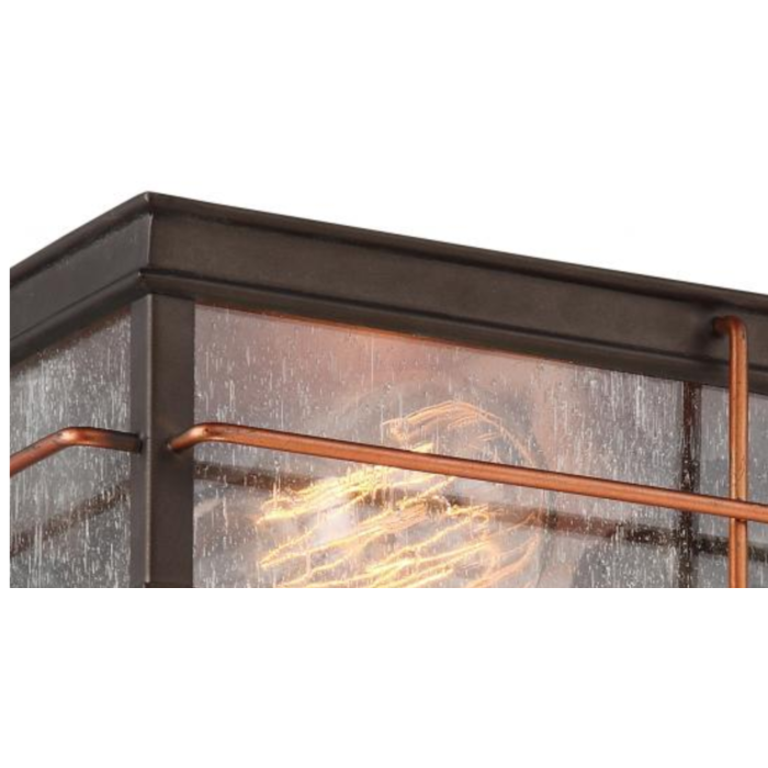 Nuvo 60-5834 Howell - 2 Light Flush with Clear Seeded Glass - Bronze Finish with Copper accents