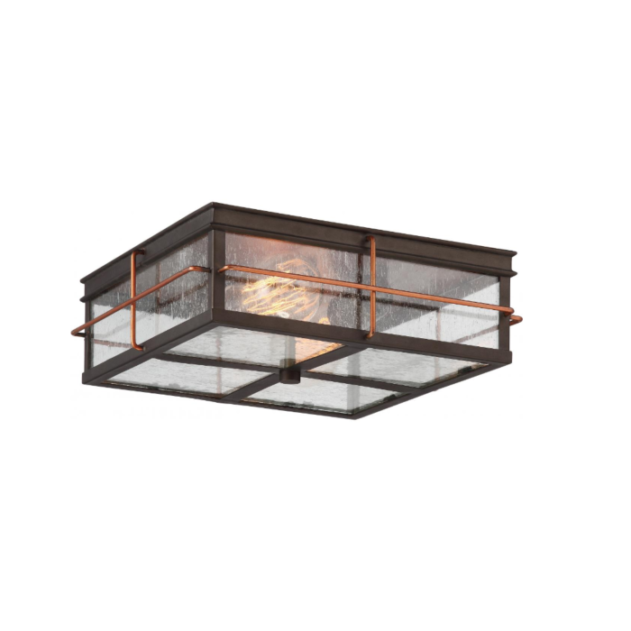 Nuvo 60-5834 Howell - 2 Light Flush with Clear Seeded Glass - Bronze Finish with Copper accents