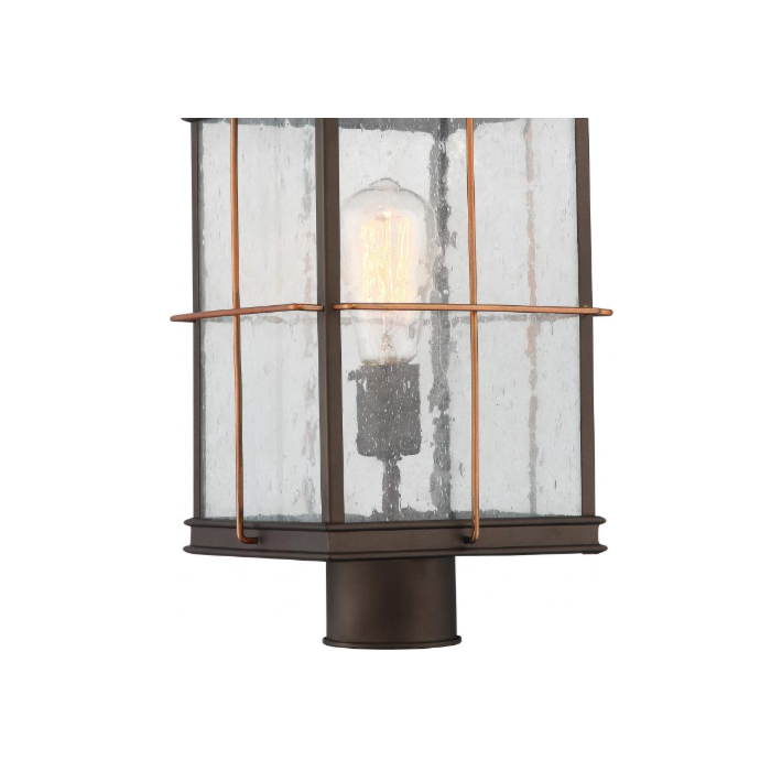 Nuvo 60-5835 Howell - 1 Light Post Lantern with Clear Seeded Glass - Bronze Finish with Copper accents