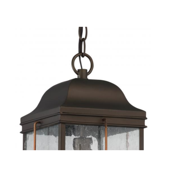 Nuvo 60-5836 Howell - 1 Light Hanging Lantern with Clear Seeded Glass - Bronze Finish with Copper accents