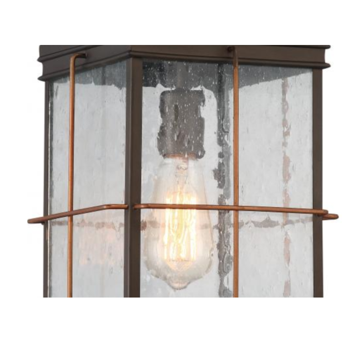 Nuvo 60-5836 Howell - 1 Light Hanging Lantern with Clear Seeded Glass - Bronze Finish with Copper accents