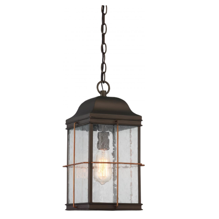 Nuvo 60-5836 Howell - 1 Light Hanging Lantern with Clear Seeded Glass - Bronze Finish with Copper accents