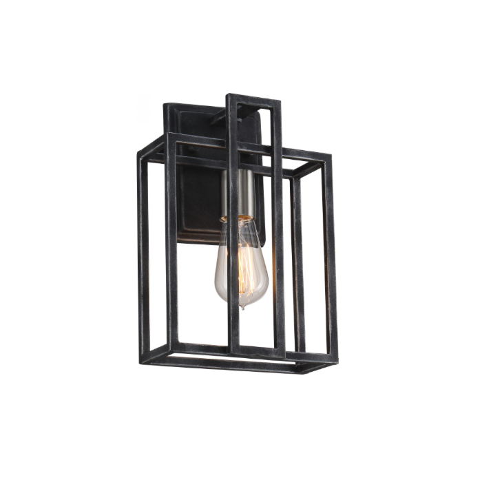 Nuvo 60-5856 Lake - 1 Light Wall Sconce - Iron Black Finish with Brushed Nickel Accents