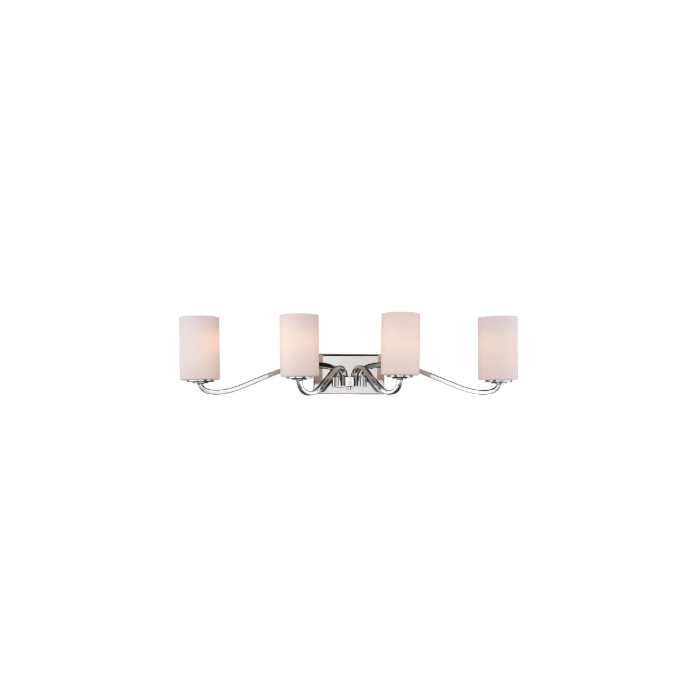 Nuvo 60-5871 Willow - 4 Light Vanity with White Glass - Polished Nickel Finish