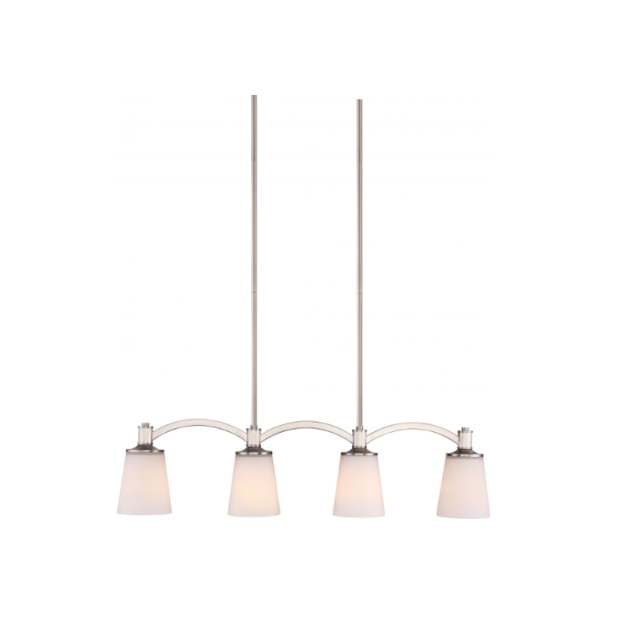 Nuvo 60-5875 Laguna - 4 Light Island Pendant with White Glass - Brushed Nickel Finish