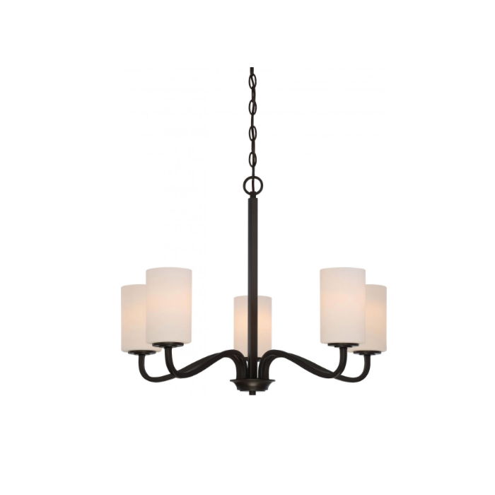 Nuvo 60-5905 Willow - 5 Light Hanging With White Glass - Aged Bronze Finish