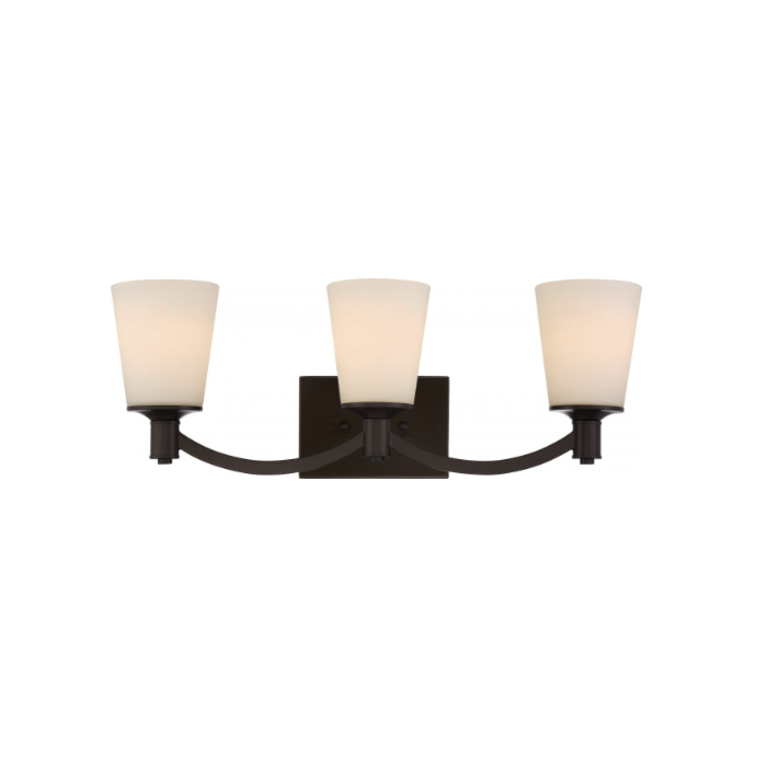 Nuvo 60-5923 Laguna - 3 Light Vanity with White Glass - Aged Bronze Finish