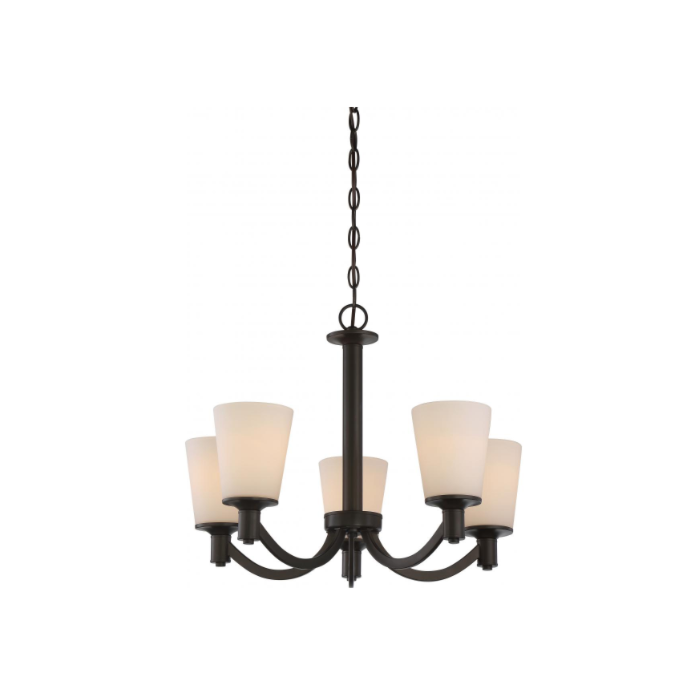Nuvo 60-5925 Laguna - 5 Light Hanging With White Glass - Aged Bronze Finish