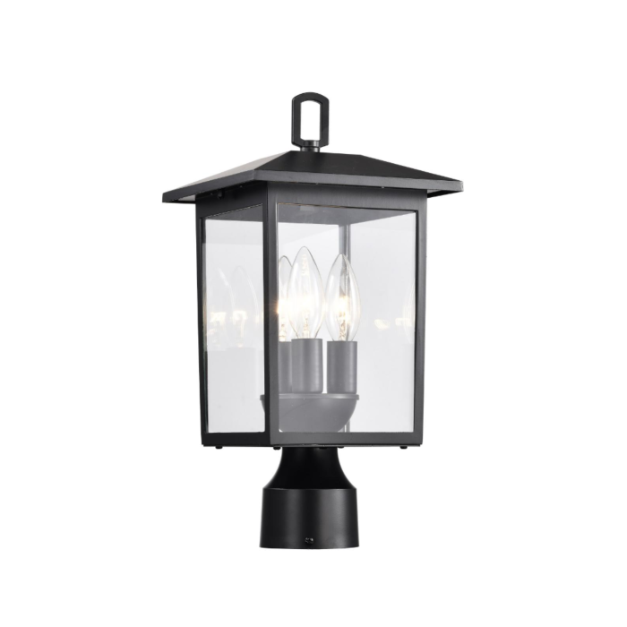 Nuvo 60-5932 Jamesport Collection Outdoor 15 inch Post Light Pole Lantern; Matte Black with Clear Glass