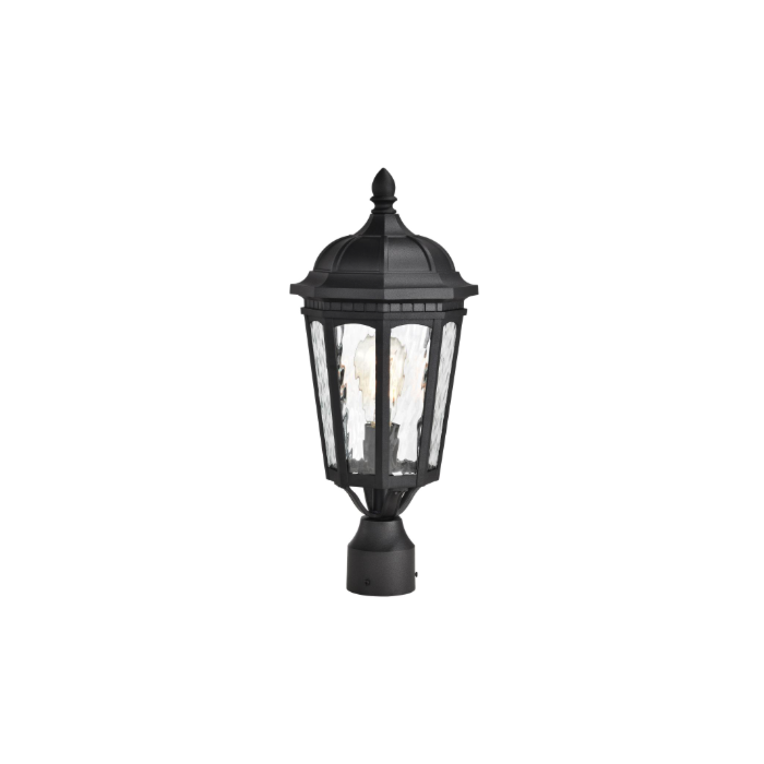 Nuvo 60-5943 East River Collection Outdoor 19.5 inch Post Light Pole Lantern; Matte Black Finish with Clear Water Glass