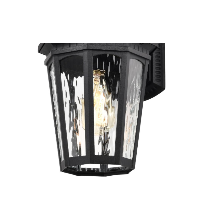 Nuvo 60-5946 East River Collection Outdoor 16 inch Large Wall Light; Matte Black Finish with Clear Water Glass