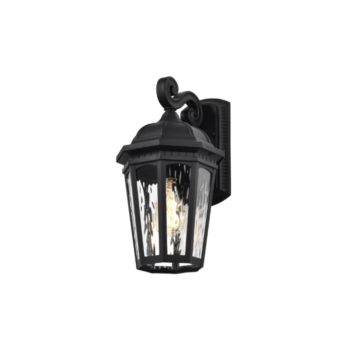 Nuvo 60-5946 East River Collection Outdoor 16 inch Large Wall Light; Matte Black Finish with Clear Water Glass