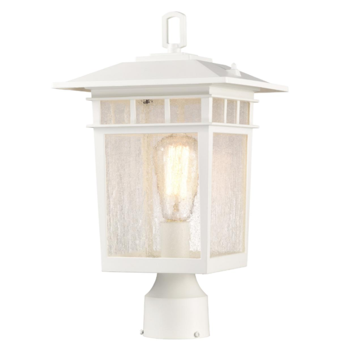 Nuvo 60-5951 Cove Neck Collection Outdoor Large 16 inch Post Light Pole Lantern; White Finish with Clear Seeded Glass