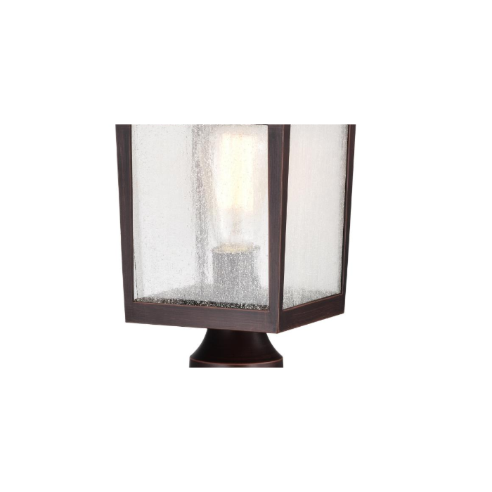 Nuvo 60-5952 Cove Neck Collection Outdoor Large 16 inch Post Light Pole Lantern; Rustic Bronze Finish with Clear Seeded Glass
