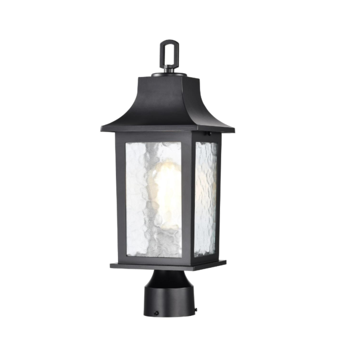 Nuvo 60-5957 Stillwell Collection Outdoor 17 inch Post Light Pole Lantern; Matte Black with Clear Water Glass