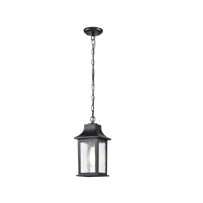 Nuvo 60-5958 Stillwell Collection Outdoor 14 inch Hanging Light; Matte Black Finish with Clear Water Glass