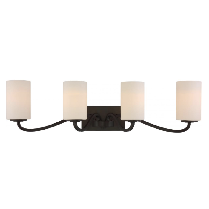Nuvo 60-5971 Willow - 4 Light Vanity with White Glass - Aged Bronze Finish