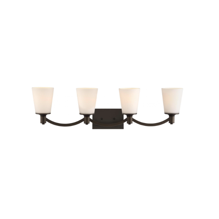 Nuvo 60-5974 Laguna - 4 Light Vanity with White Glass - Aged Bronze Finish