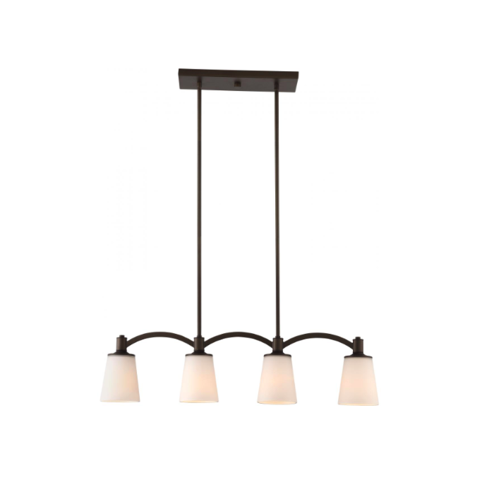 Nuvo 60-5975 Laguna - 4 Light Island Pendant with White Glass - Forest Bronze Finish