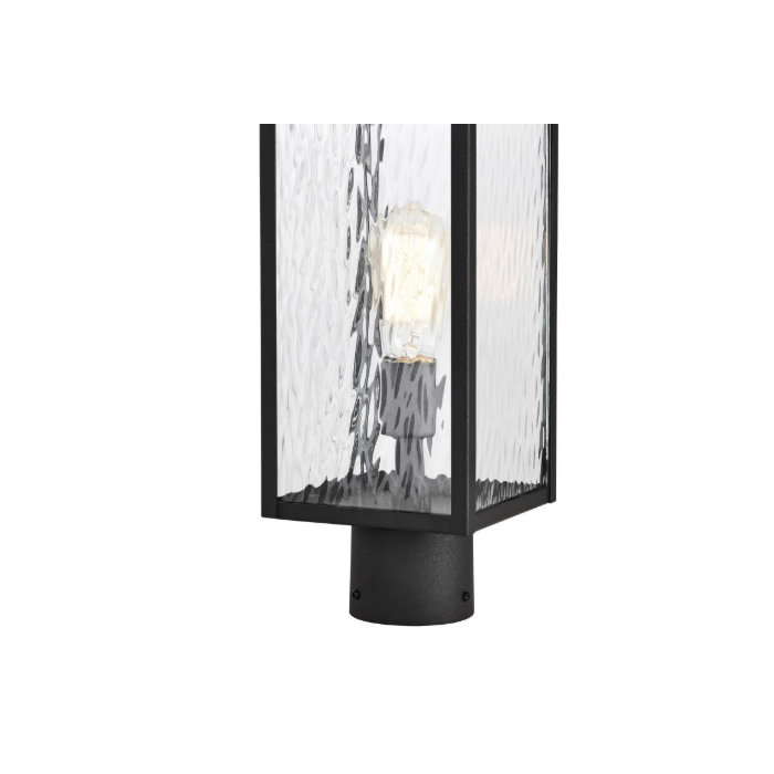 Nuvo 60-5995 Austen Collection Outdoor 20 inch Post Light Pole Lantern; Matte Black Finish with Clear Water Glass