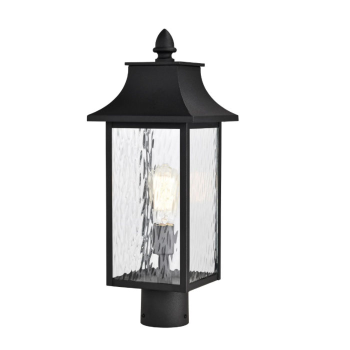 Nuvo 60-5995 Austen Collection Outdoor 20 inch Post Light Pole Lantern; Matte Black Finish with Clear Water Glass