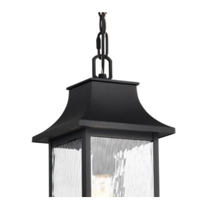 Nuvo 60-5996 Austen Collection Outdoor 17 inch Hanging Light; Matte Black Finish with Clear Water Glass