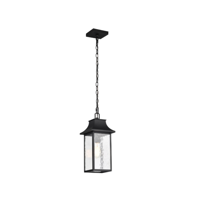Nuvo 60-5996 Austen Collection Outdoor 17 inch Hanging Light; Matte Black Finish with Clear Water Glass