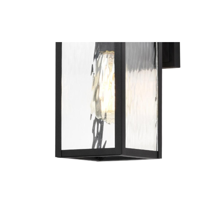 Nuvo 60-5997 Austen Collection Outdoor 13 inch Small Wall Light; Matte Black Finish with Clear Water Glass