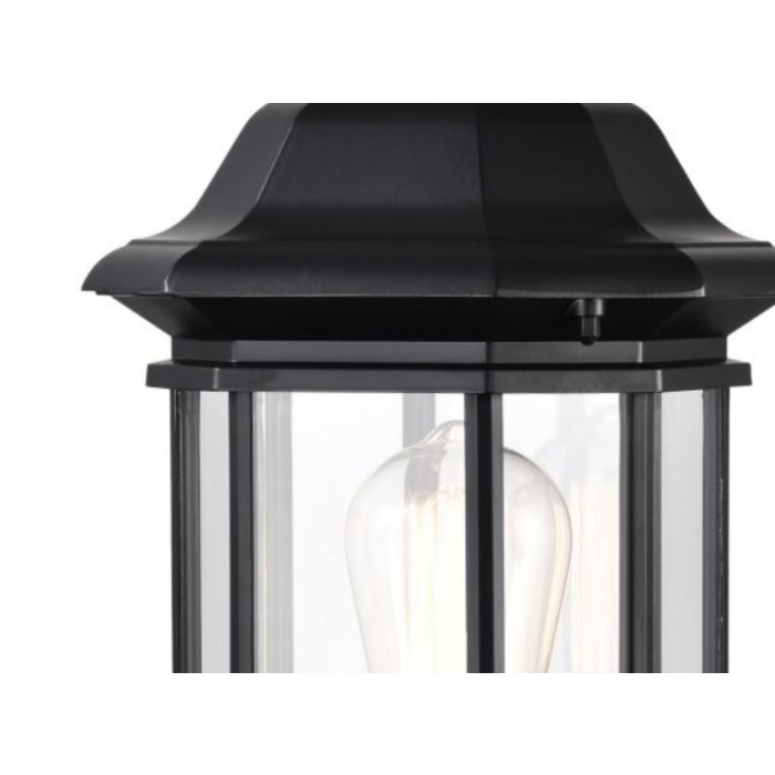 Nuvo 60-6115 Hopkins Outdoor Collection 18.5 inch Large Post Light Pole Lantern; Matte Black Finish with Clear Glass