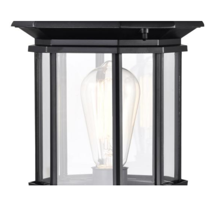 Nuvo 60-6115 Hopkins Outdoor Collection 18.5 inch Large Post Light Pole Lantern; Matte Black Finish with Clear Glass