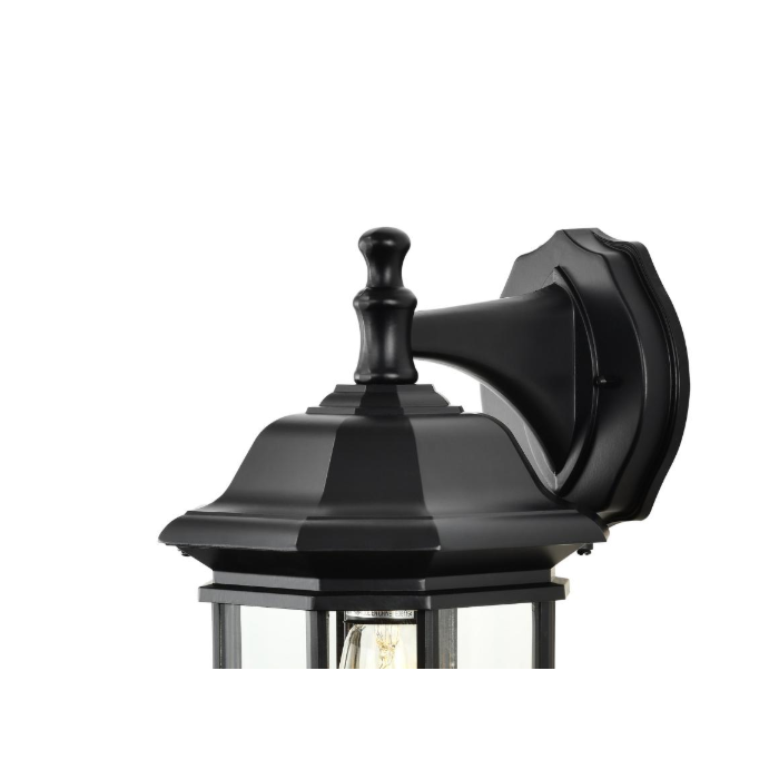 Nuvo 60-6118 Hopkins Outdoor Collection 13 inch Large Wall Light; Matte Black Finish with Clear Glass