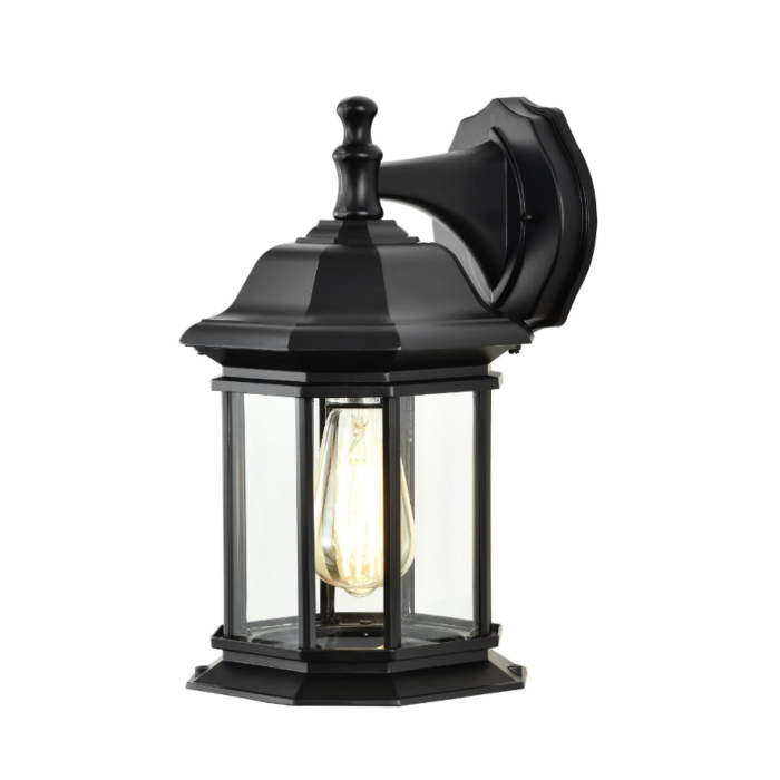 Nuvo 60-6118 Hopkins Outdoor Collection 13 inch Large Wall Light; Matte Black Finish with Clear Glass