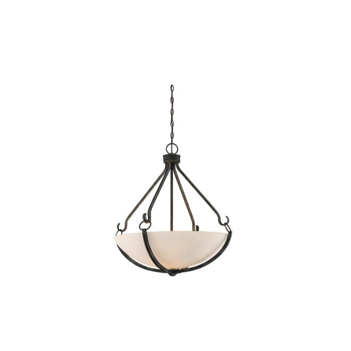 Nuvo 60-6125 Sherwood - 4 Light Pendant with Frosted Etched Glass - Iron Black Finish with Brushed Nickel Accents
