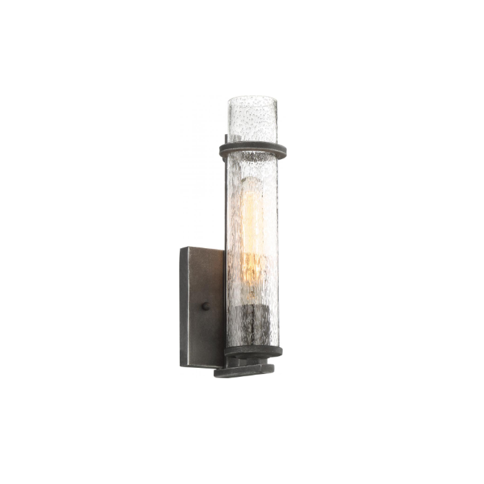 Nuvo 60-6381 Donzi - 1 Light Vanity with Clear Seeded Glass - Iron Black Finish  