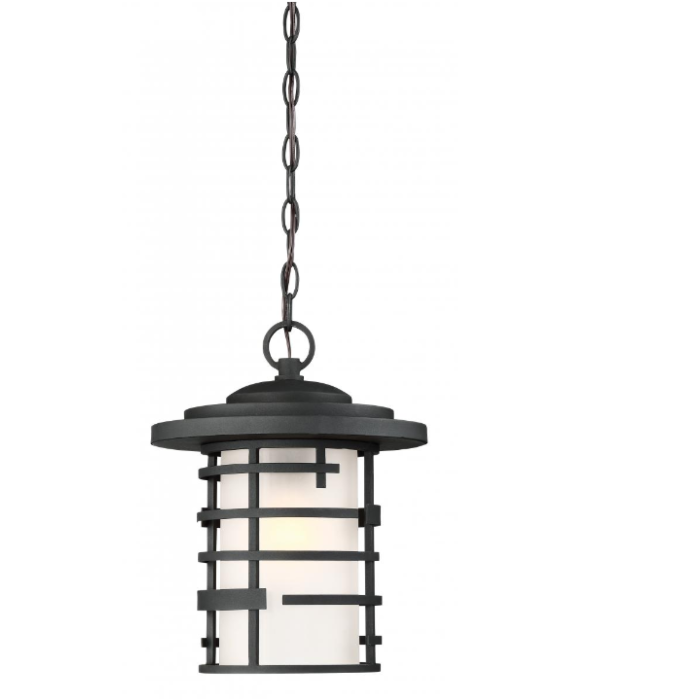 Nuvo 60-6405 Lansing - 1 Light 14" Hanging Lantern with Etched Glass - Textured Black Finish