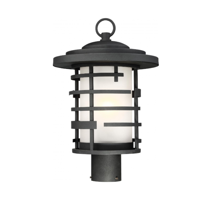 Nuvo 60-6406 Lansing - 1 Light 17" Post Lantern with Etched Glass - Textured Black Finish