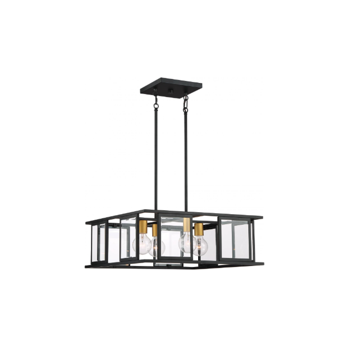 Nuvo 60-6414 Payne - 4 Light Pendant with Clear Beveled Glass - Midnight Bronze Finish