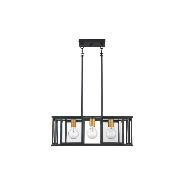 Nuvo 60-6414 Payne - 4 Light Pendant with Clear Beveled Glass - Midnight Bronze Finish