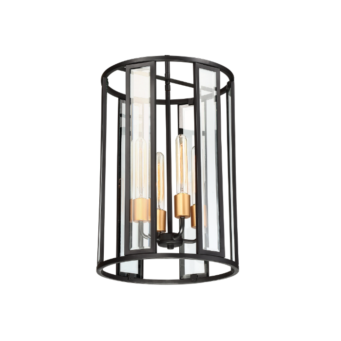 Nuvo 60-6415 Payne - 4 Light Foyer Pendant with Clear Beveled Glass - Midnight Bronze Finish