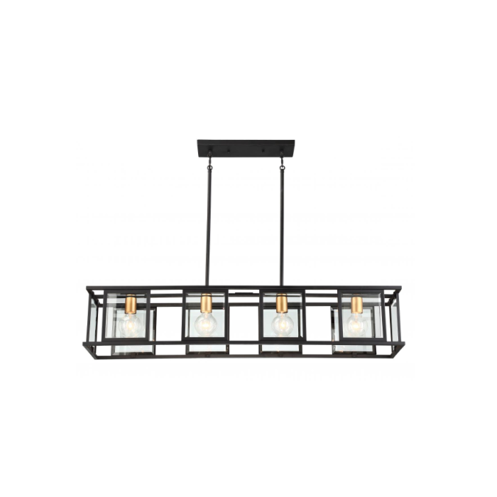 Nuvo 60-6417 Payne - 4 Light Island Pendant with Clear Beveled Glass - Midnight Bronze Finish