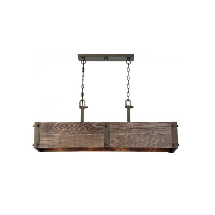 Nuvo 60-6424 Winchester - 4 Light Island Pendant with Aged Wood - Bronze Finish