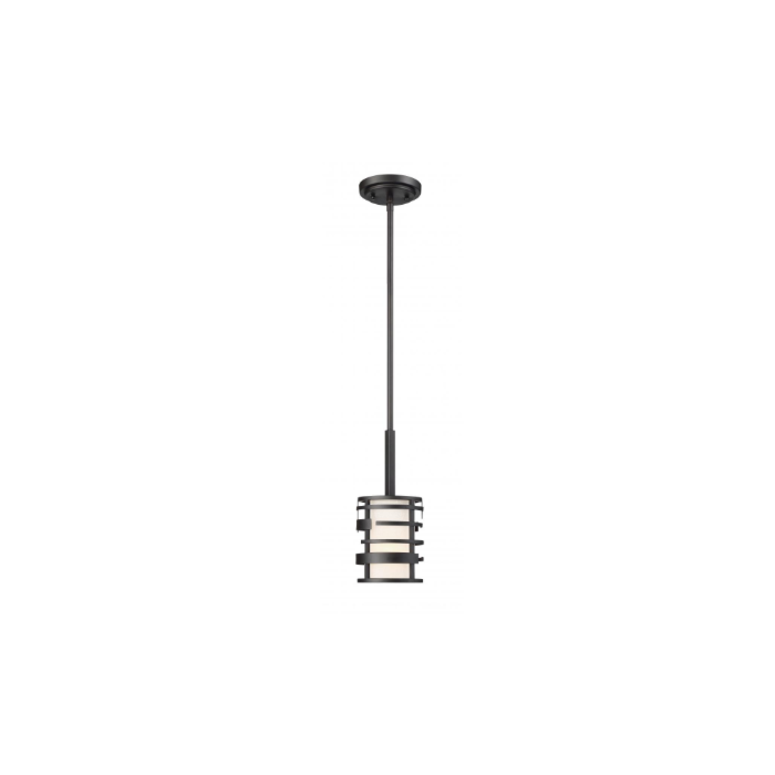 Nuvo 60-6432 Lansing - 1 Light Mini Pendant with Etched Opal Glass - Midnigth Bronze Finish 