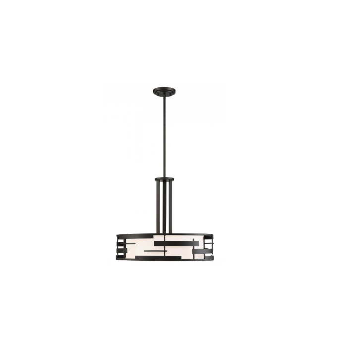 Nuvo 60-6435 Lansing - 3 Light Pendant with White Fabric Shade & Opal Diffuser - Midnight Bronze Finish