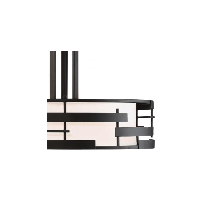 Nuvo 60-6435 Lansing - 3 Light Pendant with White Fabric Shade & Opal Diffuser - Midnight Bronze Finish
