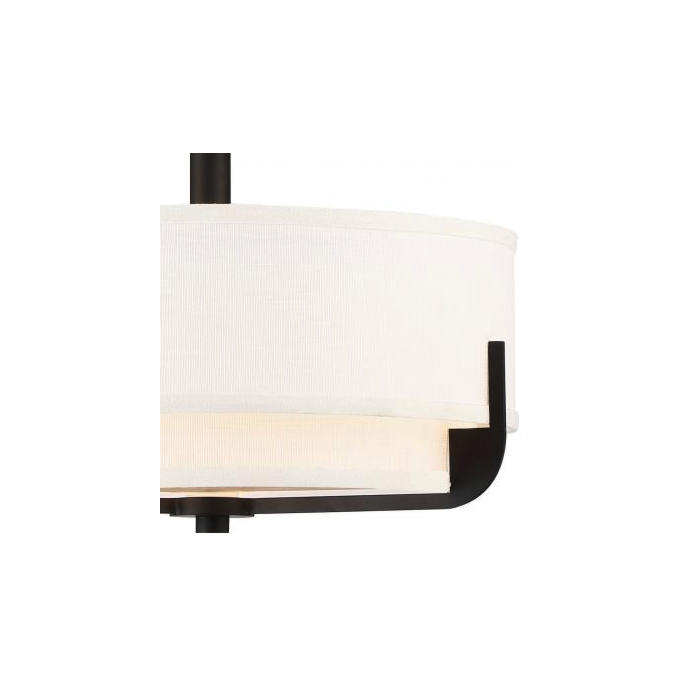 Nuvo 60-6544 Frankie - 4 Light 24" Pendant with Cream Fabric Shade & Frosted Diffuser - Aged Bronze Finish